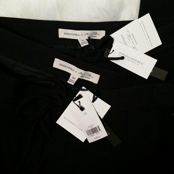 NWT BR x Olivia Palermo Navy Tie Waist Flare Pants - Picture 3 of 3